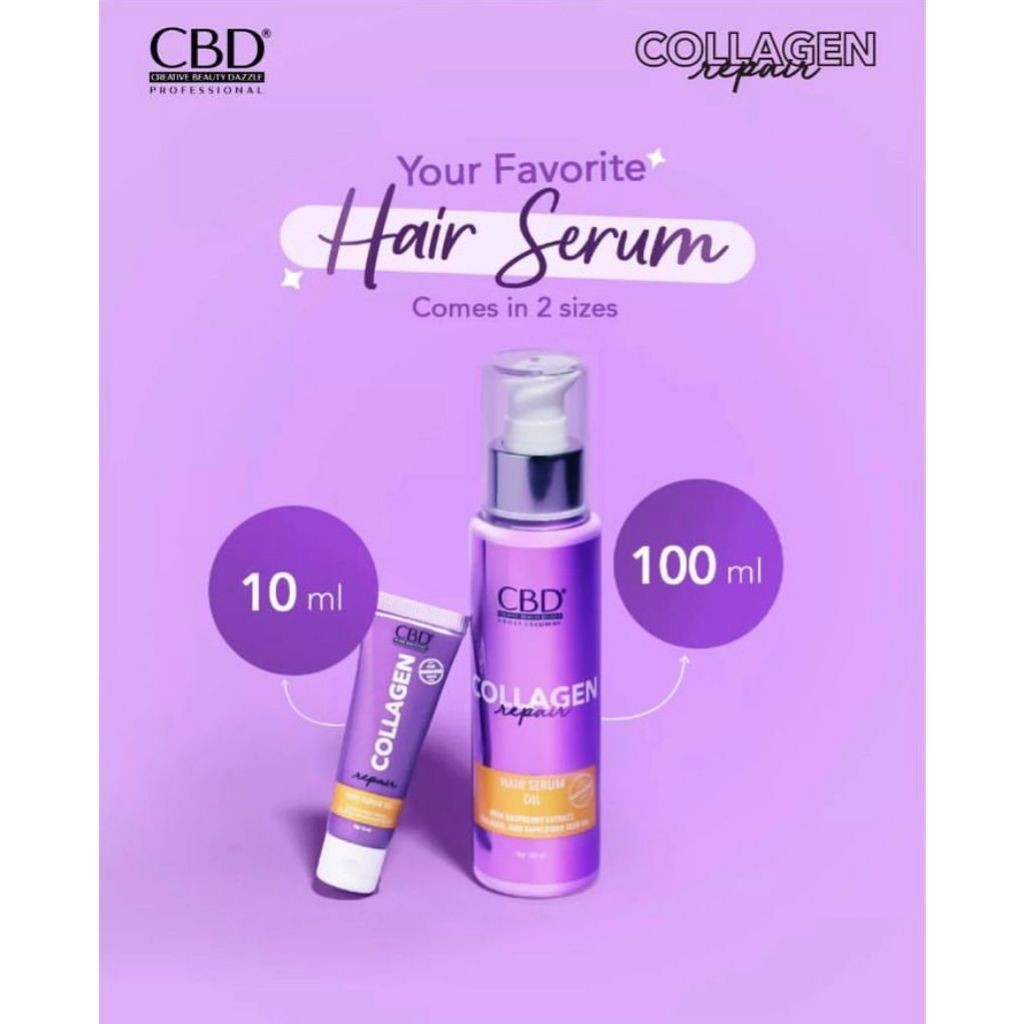 (CREATIVE BEAUTY DAZZEL) CBD COLLAGEN REPAIR HAIR SERUM OIL ISI 3 PCS X 10 ML DIJAMIN ORIGINAL