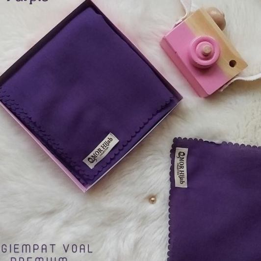 Jilbab Segiempat Voal Lasercut Polos Hijab Warna Ungu Uk 115 X