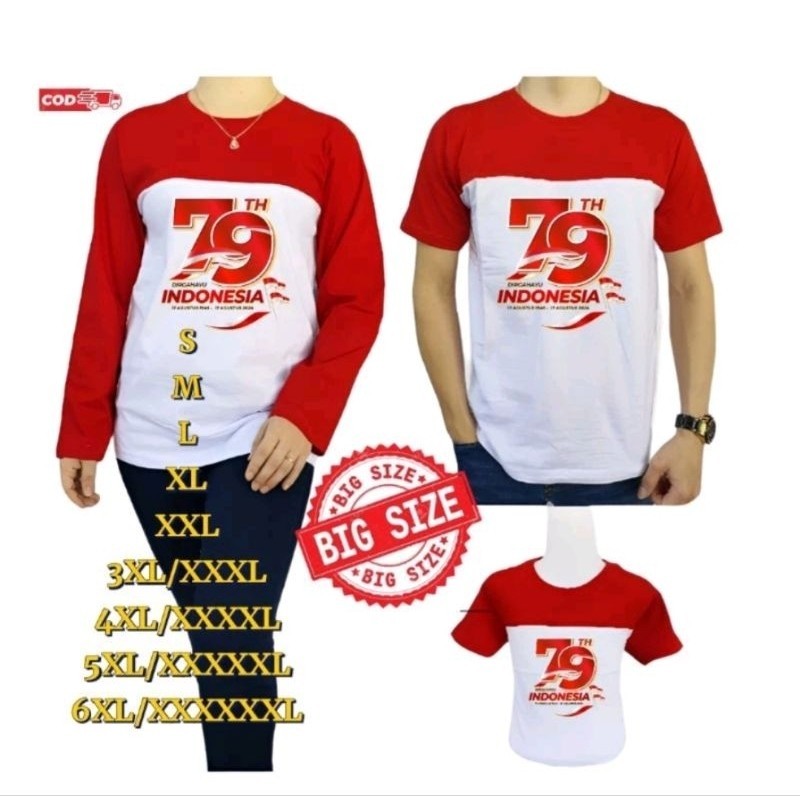 Kaos Dewasa 17 Agustus Baju Hut Ri 79 Lengan Panjang Pendek Dirgahayu Indonesia Atasan Tshirt Merah 