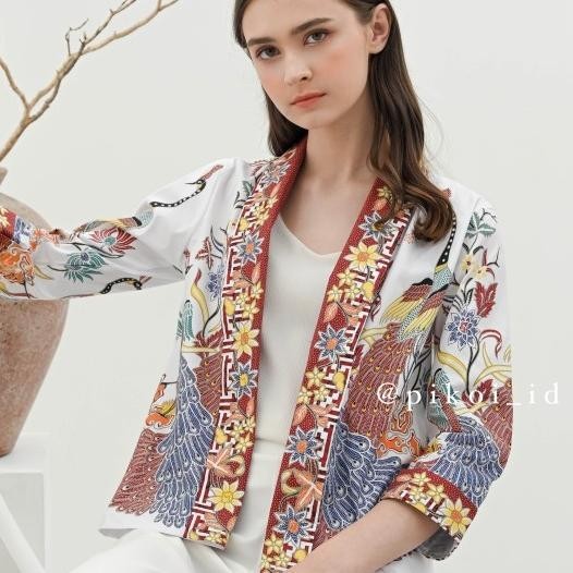 Cardigan Batik Wanita Ern Lengan Panjang / Bolero Batik Merah Putih