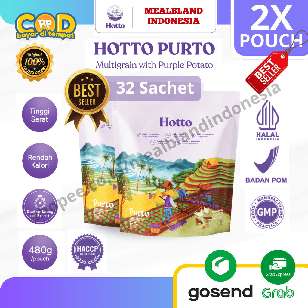 

[Best Seller Hotto Purto] 2 Pouch Minuman Multigrain BPOM Halal - Official Store