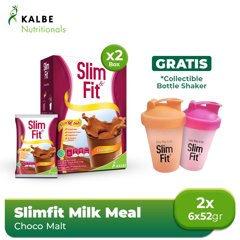 Slim&Fit Milk Meal Replacement Choco Malt (2pcs) Free Bottle Shaker