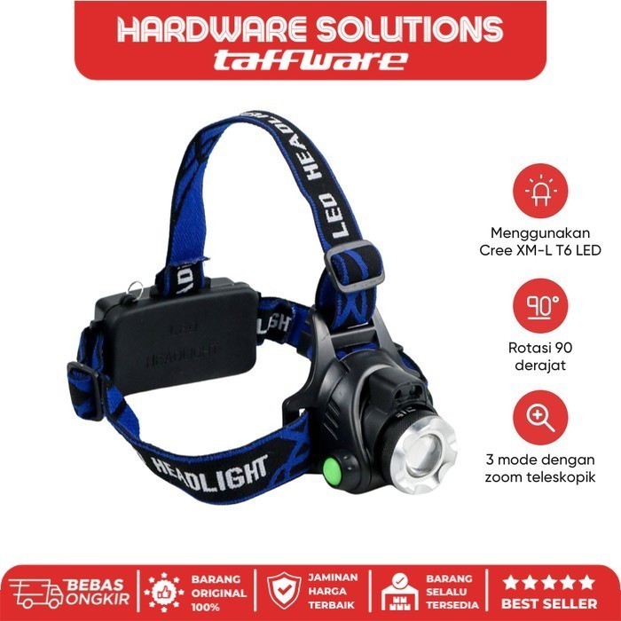 TAFFLED SENTER HEADLAMP 1 LED CREE XM-L T6 3000 LUMENS - AHT404