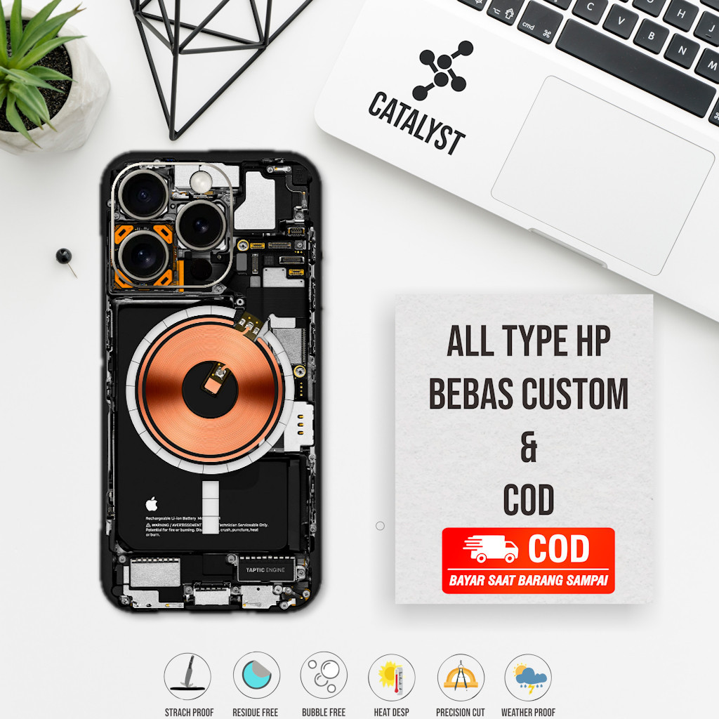 Garskin Skin iphone 15 pro max Fullbody mesin teardown Buy 1 Get 2 - Bisa Custom - Motif P93