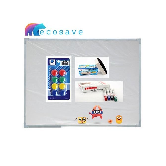 

PAKET Whiteboard Magnetic Sakana 45x60 + Spidol WB + Penghapus WB