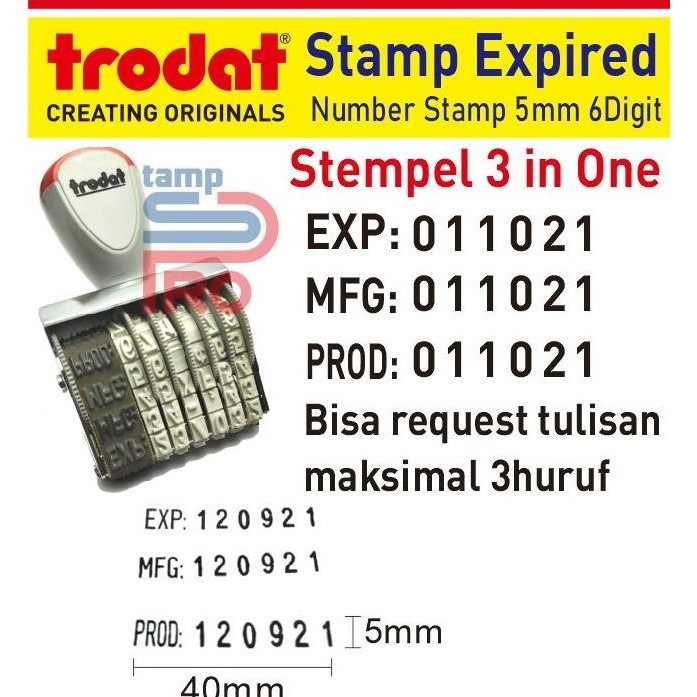 

Special Price!! Stempel Angka Kode Produksi / Expired 5Mm 6Digit 3 In One