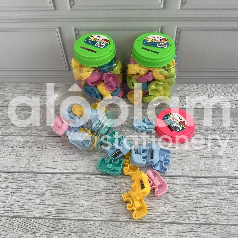 

jk-54 SATU POT ( 24 PCS ) Serutan Ongotan Rautan Pensil Toples Motif Karakter Lucu Berkualitas