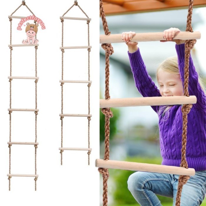 Terbaru Mainan Tali Tangga Kayu Multi Rung Untuk Olahraga Panjat Tebing Anak Promo Terlaris