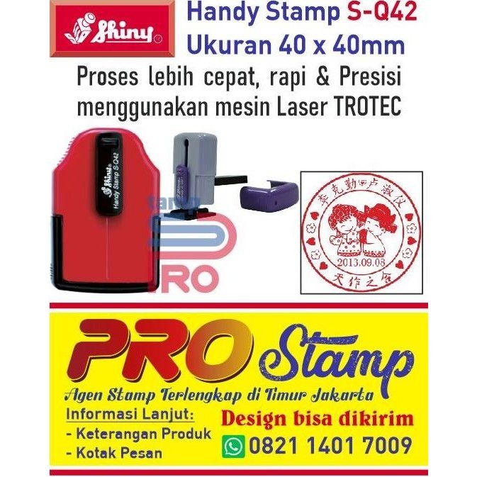 

New | Bagus Stempel Custom Nama & Logo 40Mmx40Mm Handy Stamp (Shiny S-Q42)