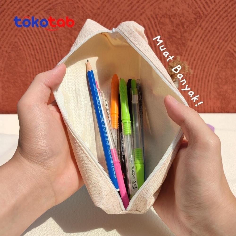 

fs-6 Tokotab - Pencase Tempat Pensil Pencil Case Resleting Polos Garis 70191 70192 Premium