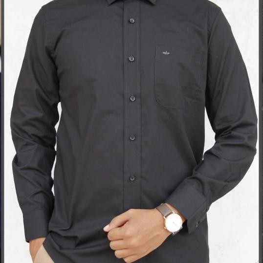 Kemeja Pria Lengan Panjang Arrow 01A Reguler Hitam Polos