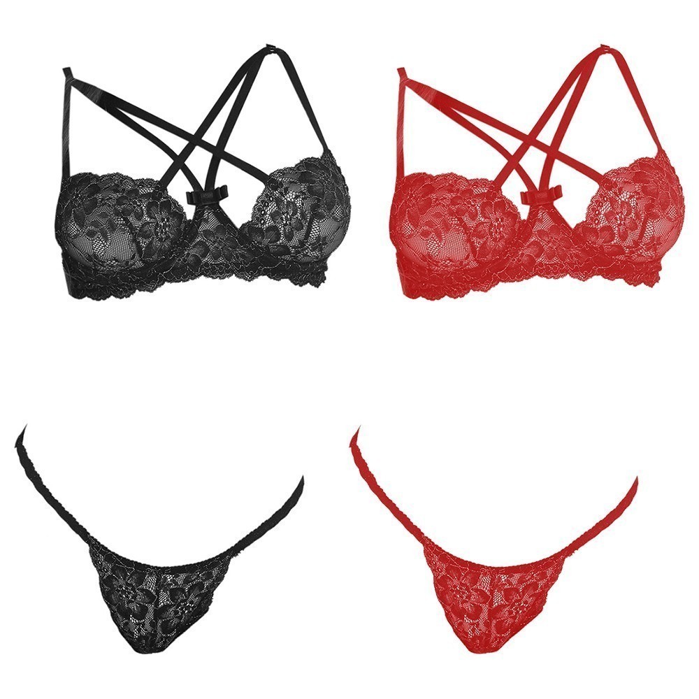 B338 Bra Set Seksi Bikini Kawat Underwire Lace Transparan