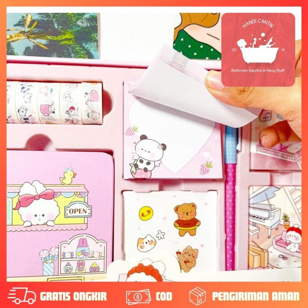 

SALE Paket jurnal 7 in 1 Free hardbox kelinci putih pink kertas terbagus bagus lucu imut FE24