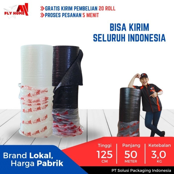 

HOT PROMO FLYHOME Plastik bubble wrap hitam putih 3kg 1 roll besar bubblewrap - Putih,2.4 KG
