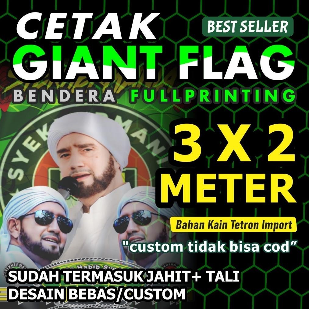 PROMOOO CETAK GIANT FLAG / BENDERA CUSTOM / MINI FLAG SHOLAWAT SYEKHERMANIA