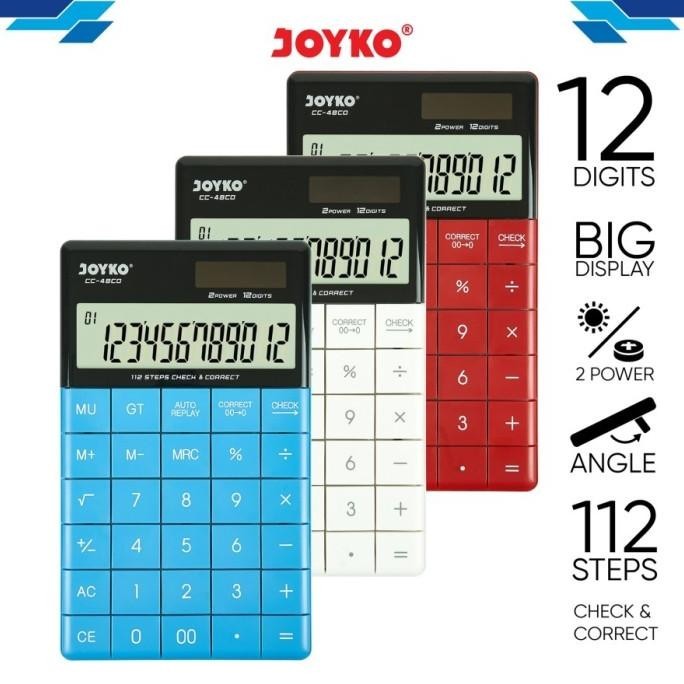 

Joyko Calculator CC-48CO / Kalkulator 12 Digits Check Correct Murah H24S