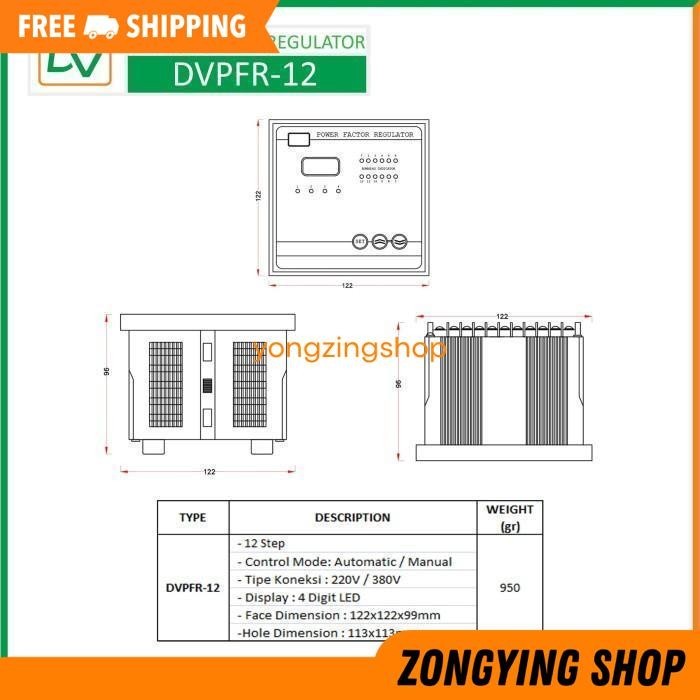 DV POWER FACTOR REGULATOR 12 STEP DVPER12 REGULATOR FAKTOR DAYA COSPHI ZONGYING SHOP GRATIS ONGKIR