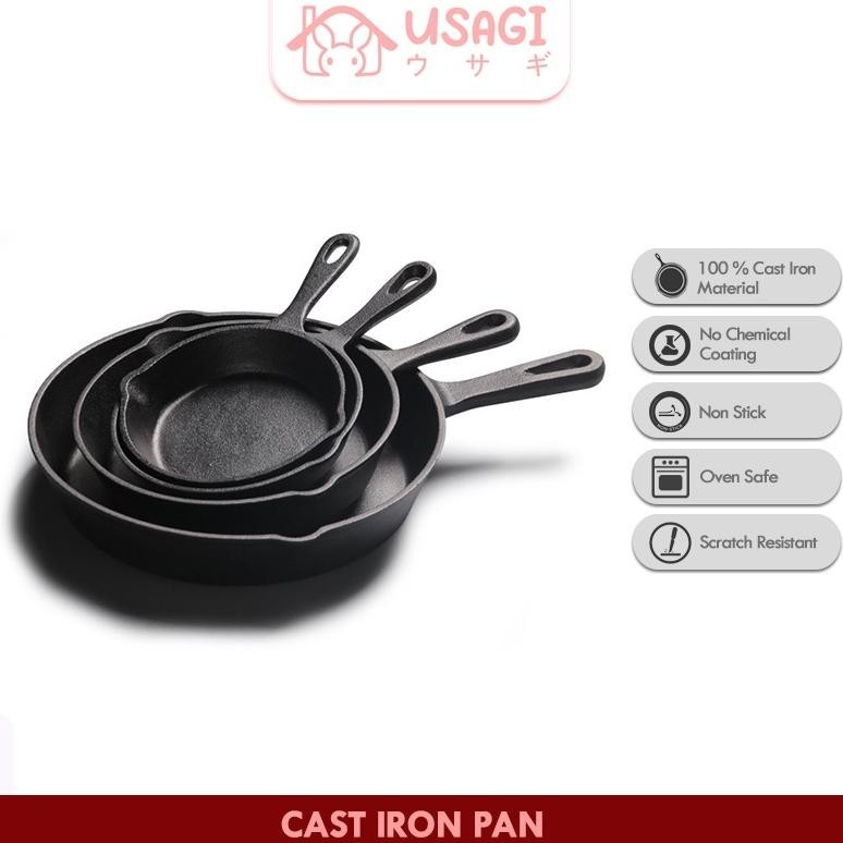 Murah Usagi Cast Iron Pan / Fry Pan Skillet / Wajan Besi / Penggorengan Cast Iron / Alat Masak Cast 