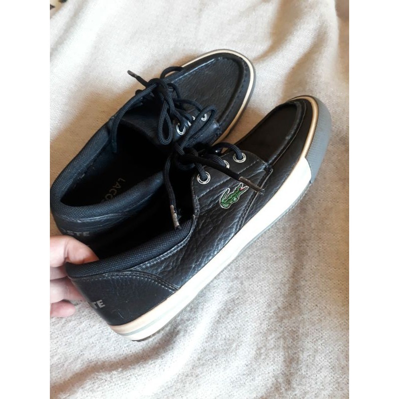 Sepatu Kulit Pria Hitam Lacoste Original