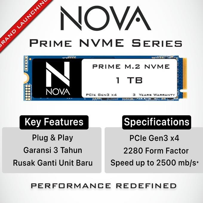SSD M2 NVME / M.2 NVME/ M2NVME 1TB NOVA PRIME 1 TB PCIE 3.0 GEN3 X4 2807T