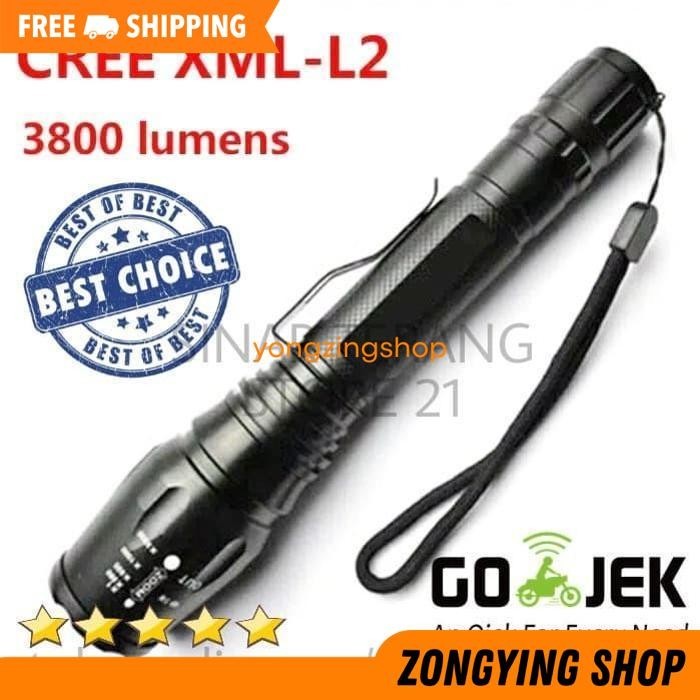 SENTER LED CREE XML T6 U2 TAFFWARE 3800 LUMEN ZOOM SWAT 2 X 18650 ZONGYING SHOP DIJAMIN GRATIS ONGKI