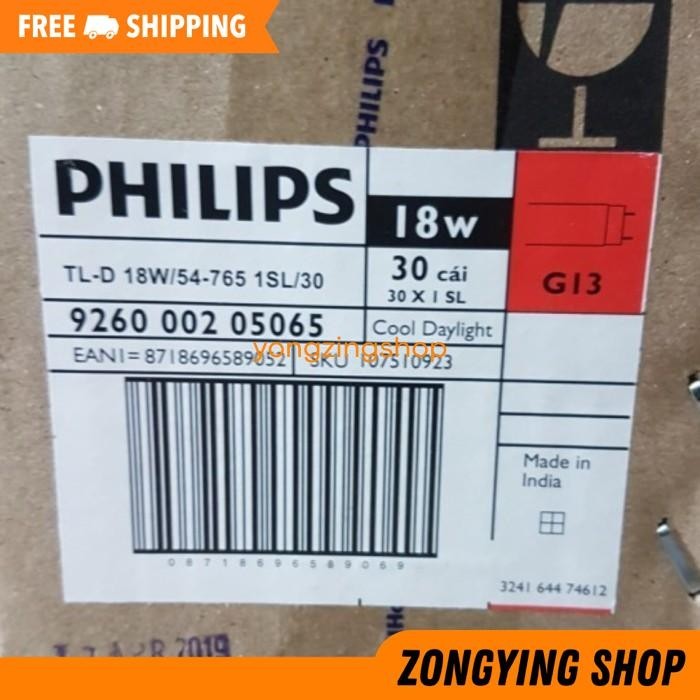 PHILIPS TL-D 18W / 54-765 LAMPU NEON TL PANJANG 18 WATT NEON 60 CM ZONGYING SHOP TERJAMIN BEST