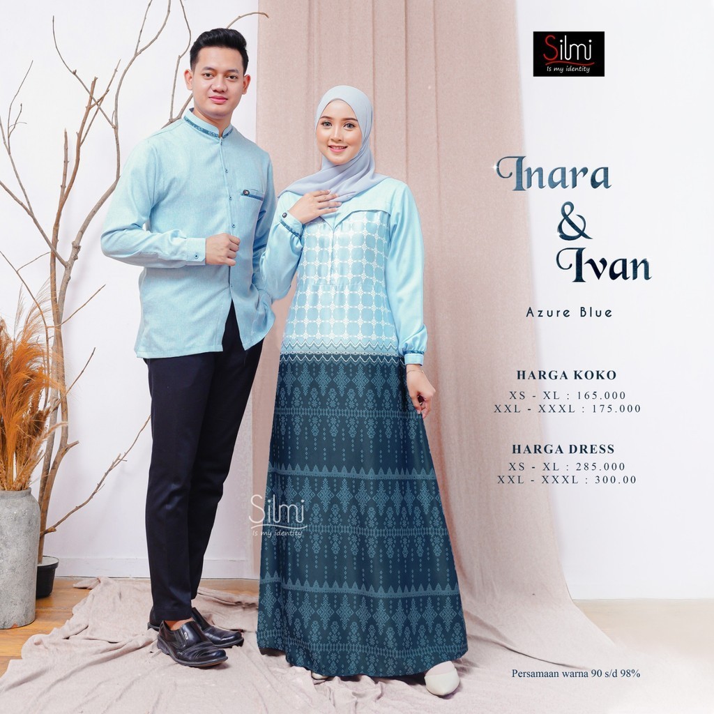 COUPLE IVAN INDIRA BY SILMI / Warna Azure Blue / Koko Gamis Couple