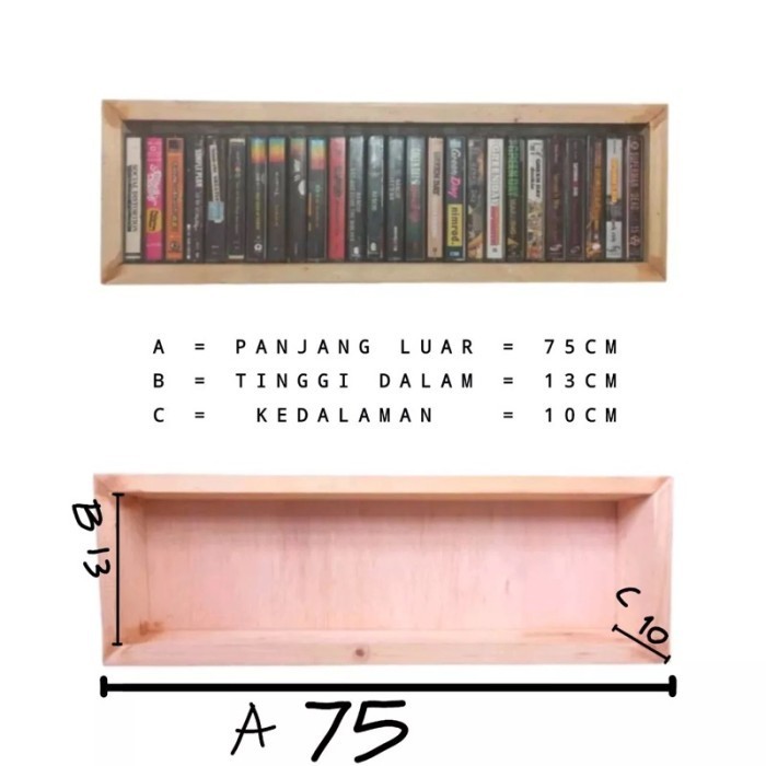 BERMUTU Rak cd kaset tape kayu serbaguna rak dinding