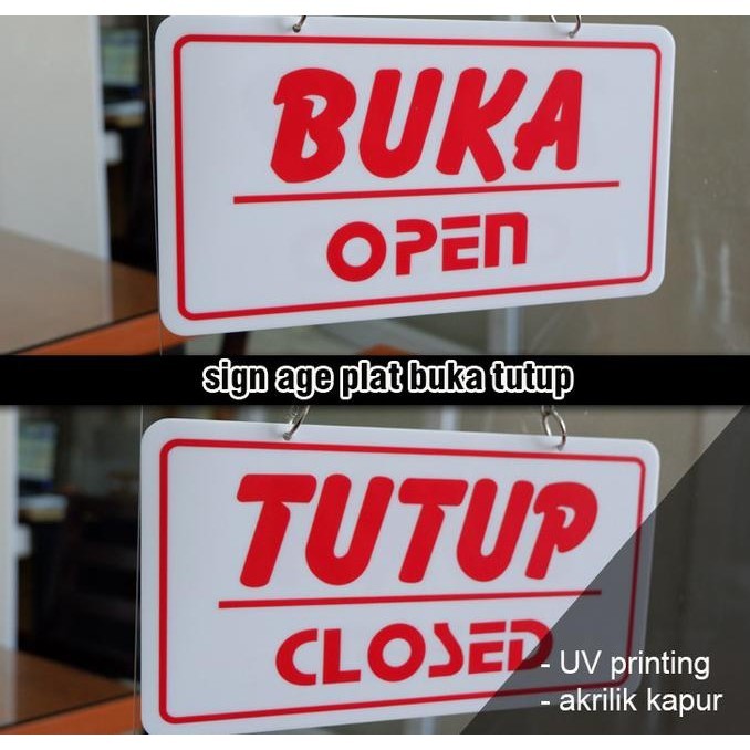 

Sign Nameplate Open Close Gantung Merah 22x12cm