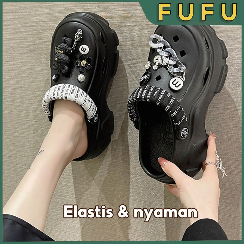 Flatshoes Kerja Nyaman // FUFU Sandal Sepatu Wegdes Wanita Sendal Baim Sandal Kodok Sendal Slip on