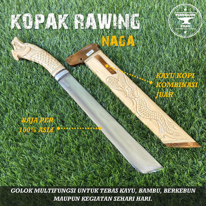Pisau Serbaguna (Golteb) Kayu Kopi Full Ukiran