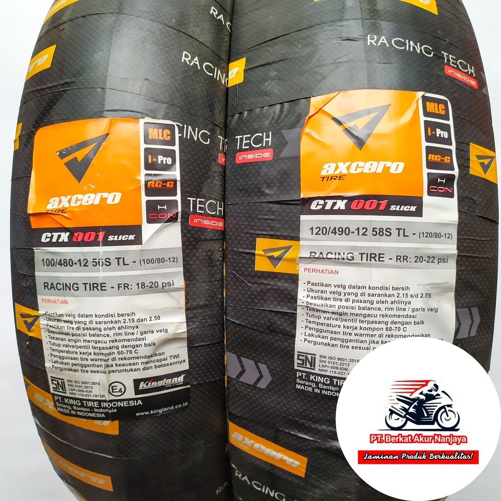 Kingland Axcero CTX 001 100/480 & 120/490-12 Sepasang Ban Mini GP Slick BONUS Pentil