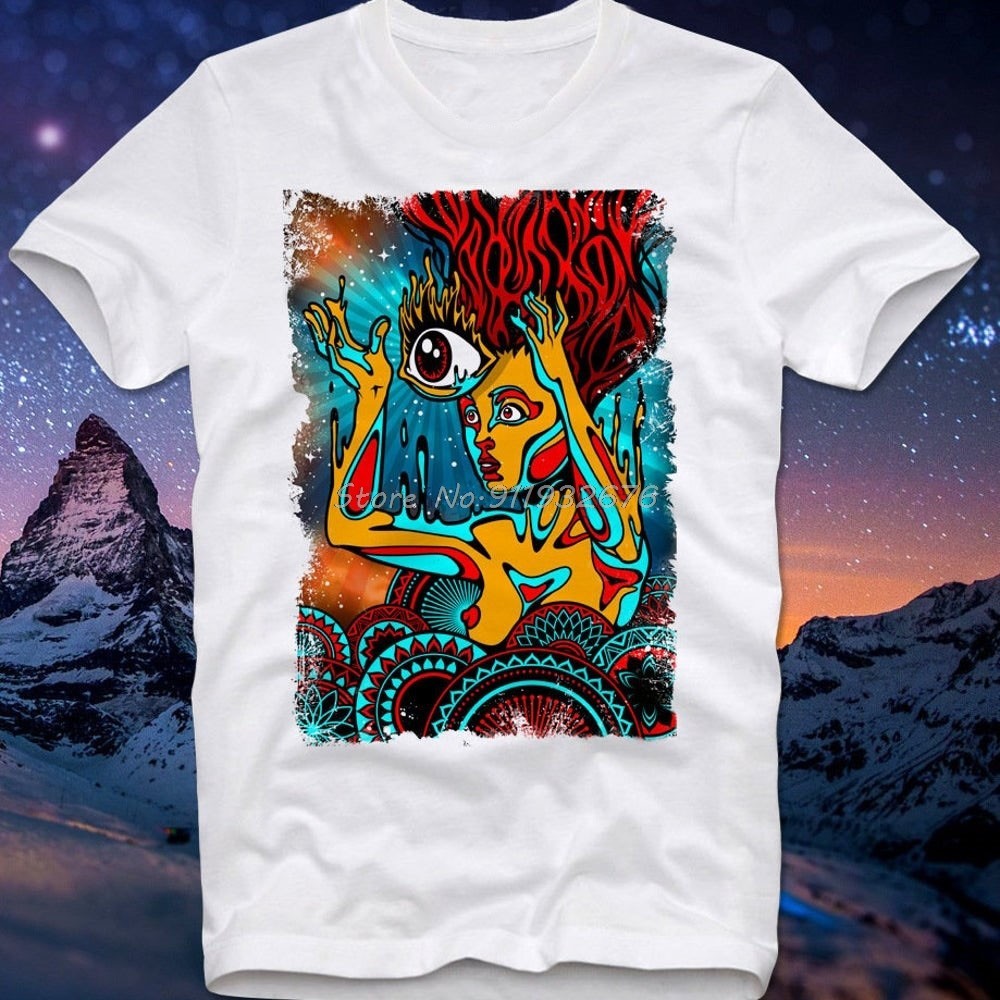 Kaos Psychedelic Trippy Wanita Seksi Lucid Dream LSD MDMA XTC Ekstasi Albert Hofmann Kaos Katun Pria