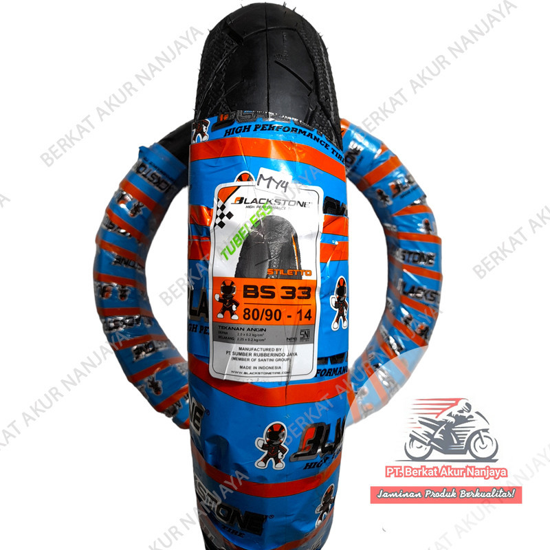 Ban Motor Matic Blackstone BS 33 80 90 14 Tubeless BS33 Bonus Pentil