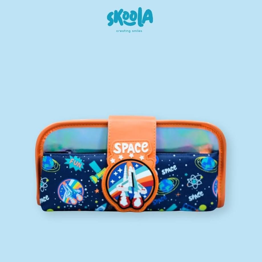 

Fgs-3 Skoola Tempat Pensil Lipat 3 Pencil Case Threefold Anak Laki - Laki Lucu Dinosaurus Astronot - Pensy Terbaru