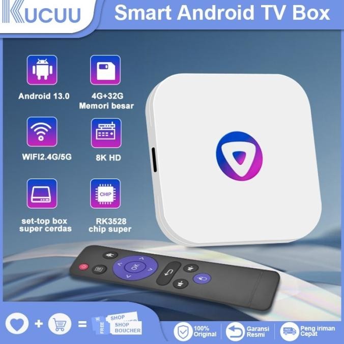 Stb Kucuu Android Tv Box Ram 4Gb Rom 32Gb Smart Tv Box Android 13