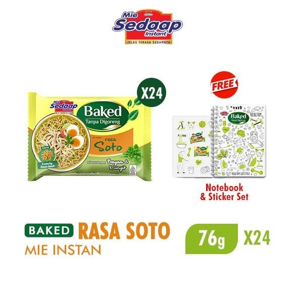 

Sedaap Baked Mie Instan Soto 76 gr x 24 pcs Free Notebook