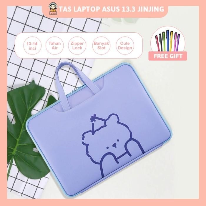 TAS NOTEBOOK TAHAN AIR COVER BAG ASUS VIVOBOOK 14 13 INCH KARTUN UNGU