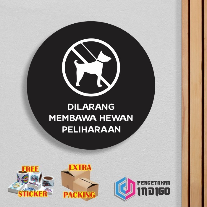 

Murah Papan tanda sign board Bulat Dilarang membawa hewan Elegan