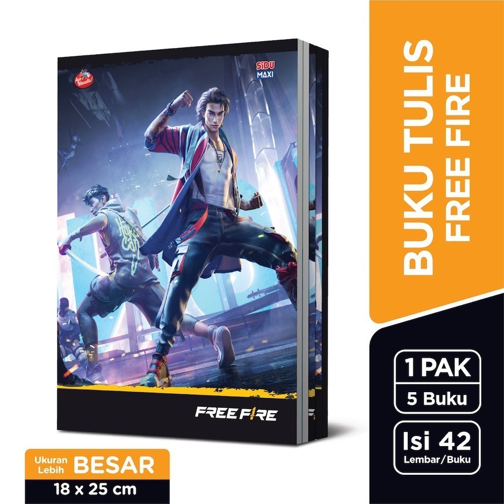 

[Pelangi Stationery] SiDU Maxi Buku Tulis Free Fire 42 Lembar - 5 buku