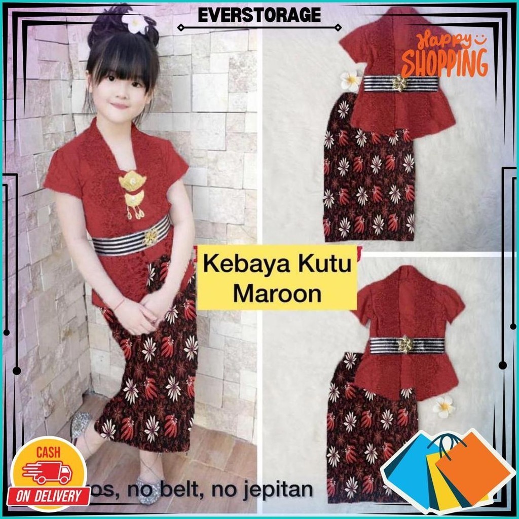 Kebaya Anak Perempuan Modern Tk Sd Baju Adat Anak Cewek Umur 5-13 Tahun Seragam Kartini Sekolah Mera
