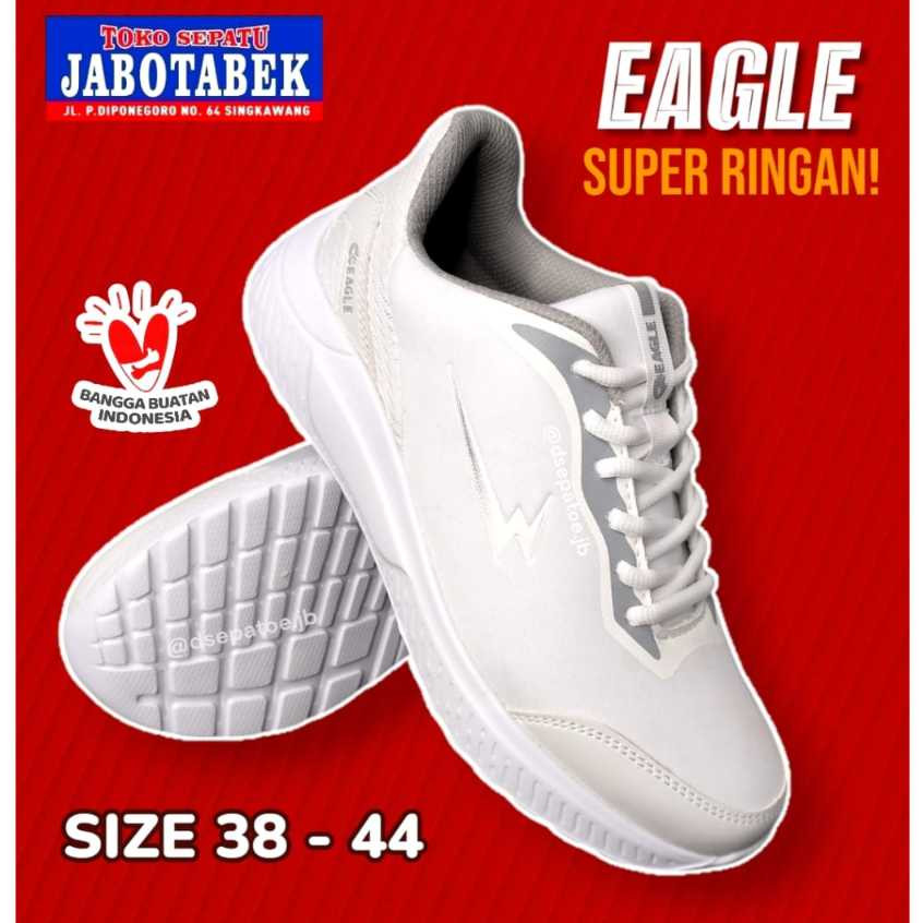 [COD] Sepatu sporty casual EAGLE warna putih 38 39 40 41 42 43 44 big size jumbo cowok cewek unisex 
