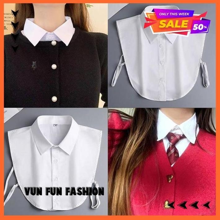 KERAH KEMEJA PALSU PUTIH HITAM FAKE COLLAR PRIA WANITA TERBARU TERJAMIN BEST BY VUNFUNFASHION