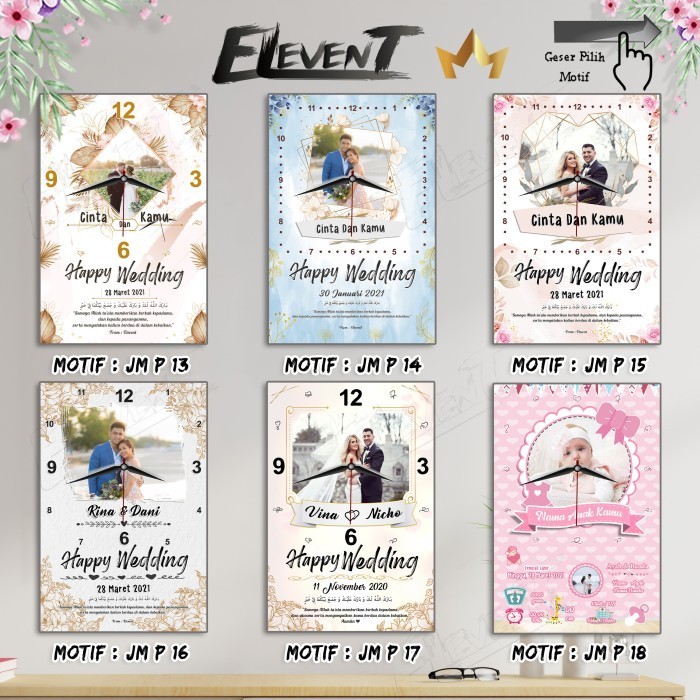 

Ready Hadiah Unik Bingkai Jam Custom Scrapbook 3D Biodata Bayi Wedding Murah