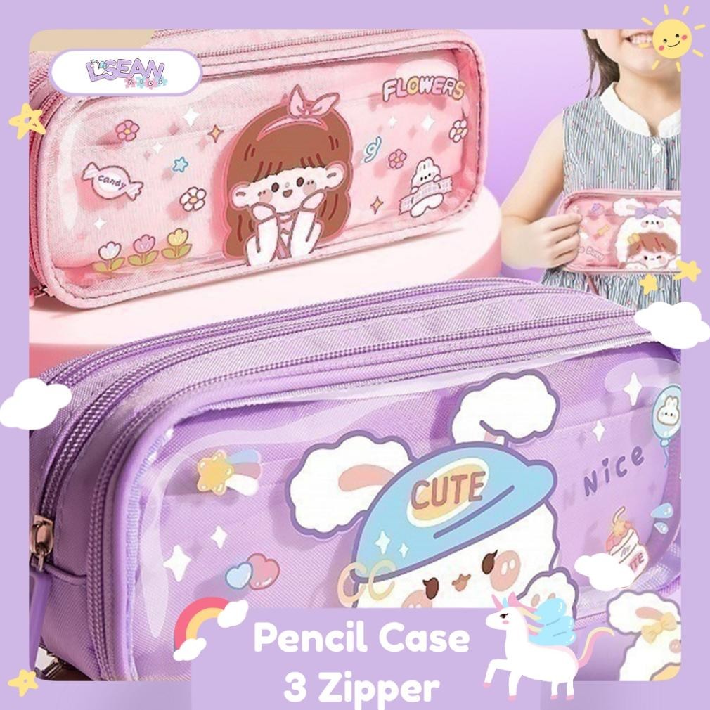 

Ew64 TEMPAT PENSIL LUCU KOREA KARTUN LUCU 3 ZIPPER KAPASITAS BESAR MULTIFUNGSI CASE Sale