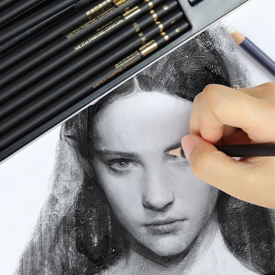 

qw-7 Nyoni Drawing Pencil Gambar Set 29pcs Metal Tin Box Pensil Gambar Lukis Sketsa Lengkap Paket Original