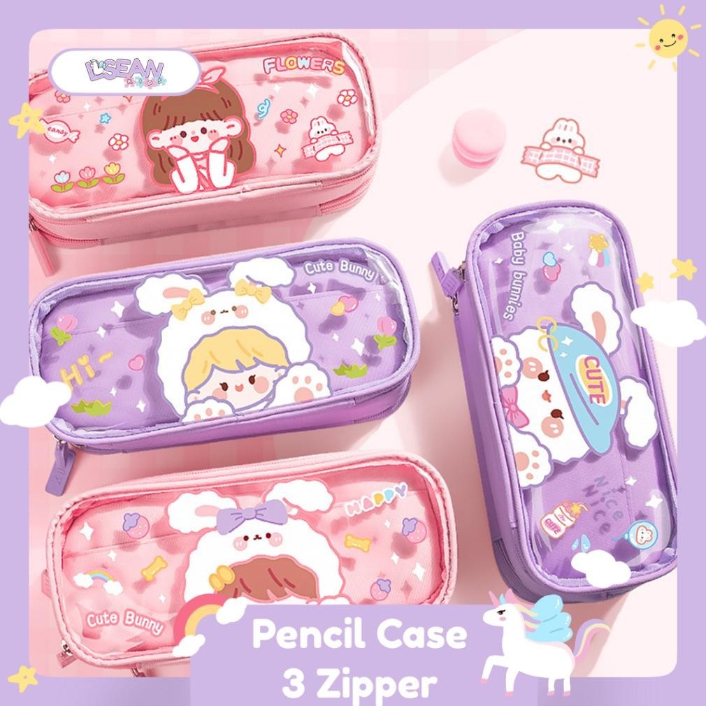 

ul-64 TEMPAT PENSIL LUCU KOREA KARTUN LUCU 3 ZIPPER KAPASITAS BESAR MULTIFUNGSI CASE Original