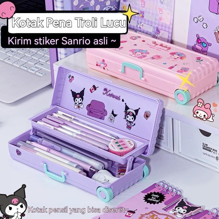 

qw-45 Penjual LokalKotak Troli Lucu Kotak Pensil Kuromi Cinnamoroll Pochacco Kotak Alat Tulis Dua Lapis Koper Kreativitas Kapasitas Besar Pemodelan Kotak Pena Siswa Portabel(Free Sanrio Sticker) Original