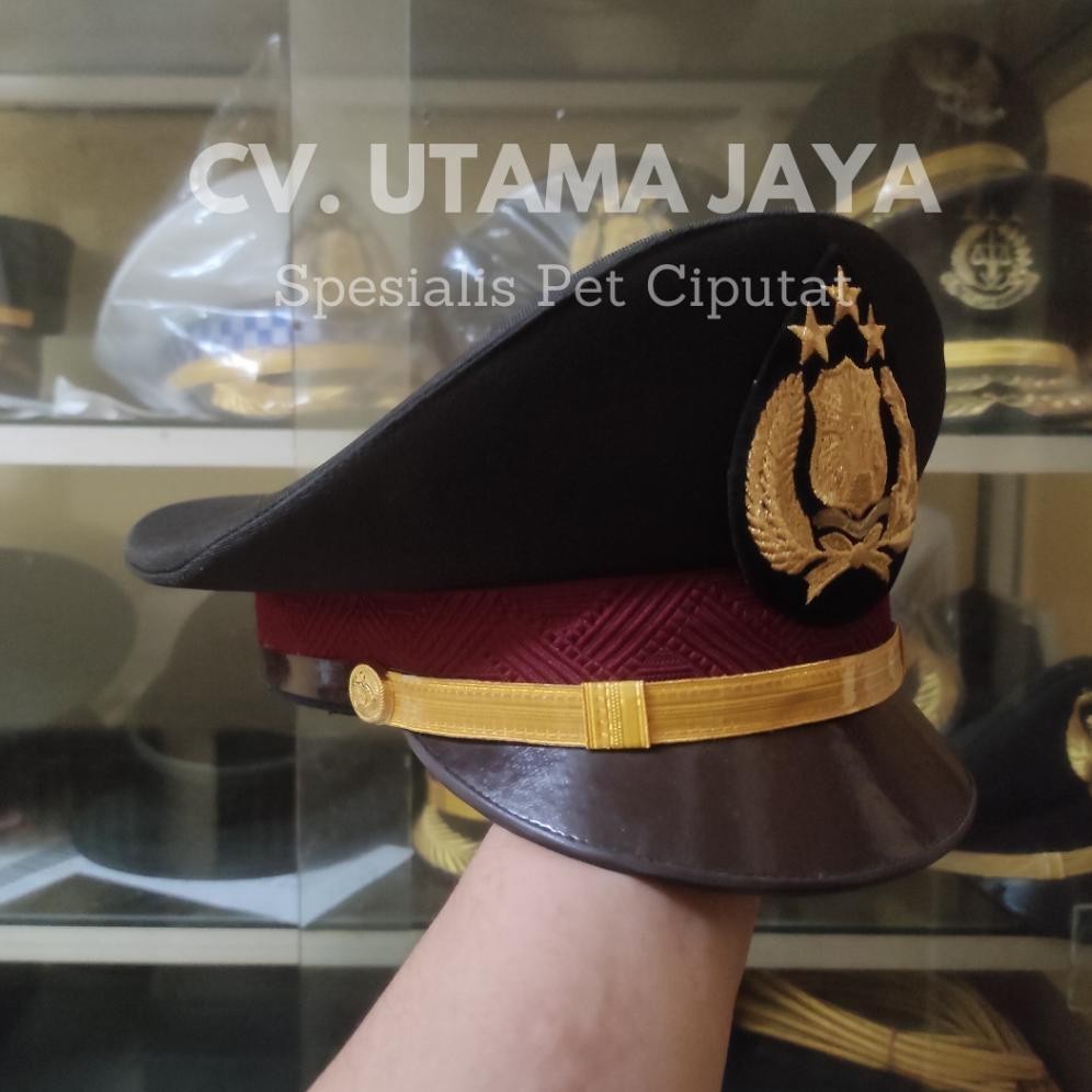 Of14 Topi Pet Polisi BINTARA PAMA PAMEN PATI PERWIRA POLRI Coklat PDU PDH Utama Jaya Ciputat Hemat