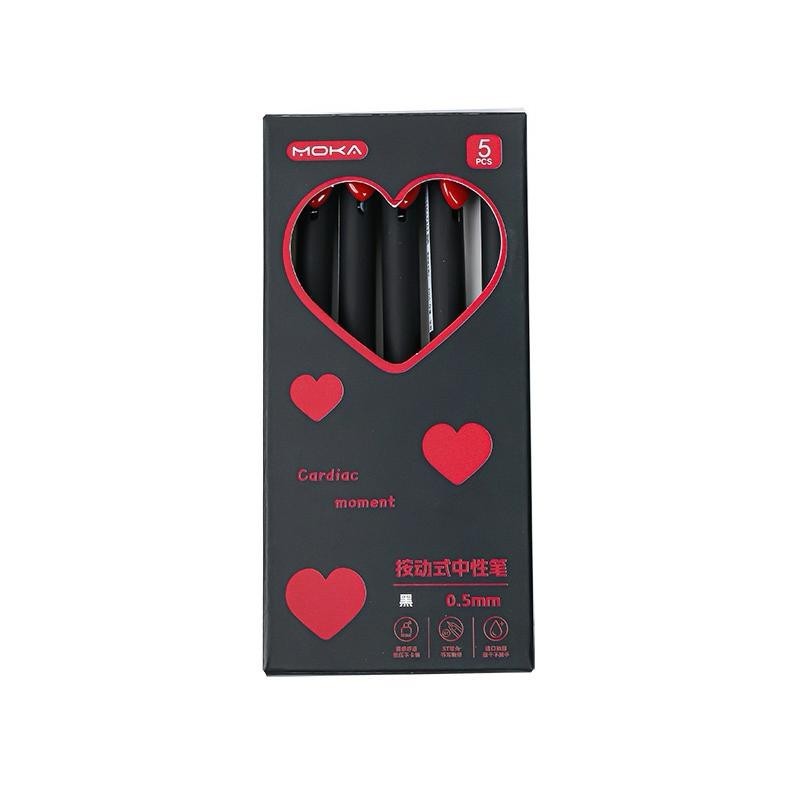 

AS25 5pcs Set Pulpen Gel Lucu Heart Pen Kawaii Aesthetic Tinta Hitam Murah